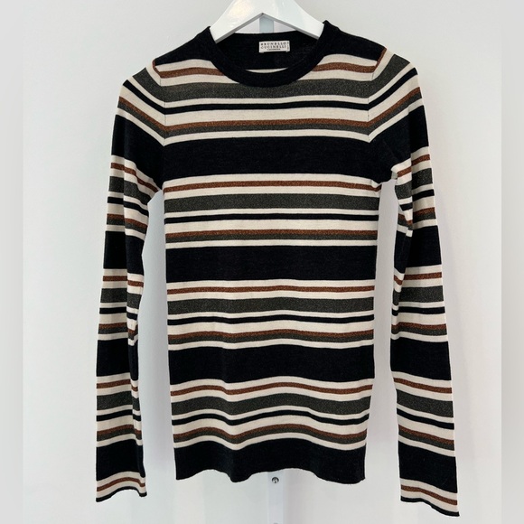 BRUNELLO CUCINELLI MULTI WOOL CASHMERE STRIPE KNIT SIZE XS NWOTS! - Picture 3 of 17